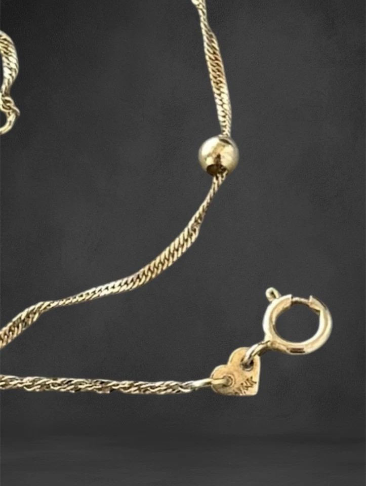 14k Gelbgold Satelliten Perlen Station Fußkettchen 9,5" Italien - Bild 2 von 4