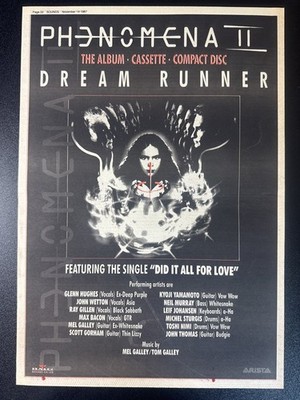 PHENOMENA II - DREAM RUNNER | 15X11'' 1987 MAGAZINE ADVERT POSTER L456