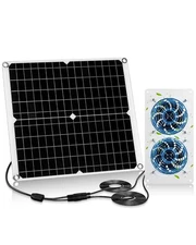 30W Dual Solar Fan Kit for Outside Greenhouse Shed Chicken Coop, IPX7 Waterpr...