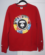 AAPE NOW! By A Bathing Ape Bape Felpa Girocollo Rossa Uomo Taglia XL