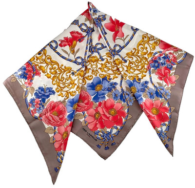 New Vintage TED LAPIDUS Square Silk Scarf Authentic Never Used Made in France