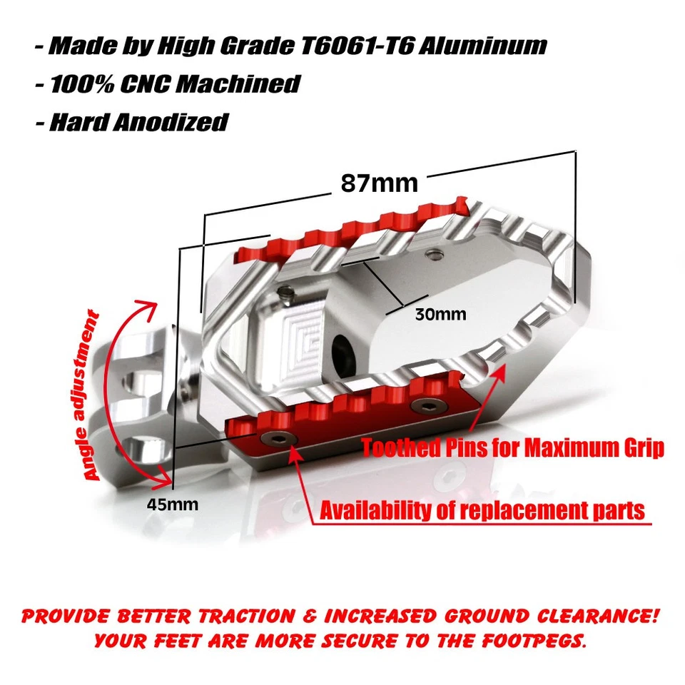 CNC Silver Wide Touring Rider Front Foot Pegs For Kawasaki Z1000 2003-2013 — 第 4/4 张图片