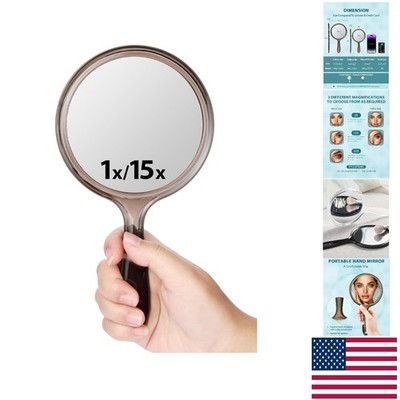 Portable Transparent Black Double-Sided Makeup Mirror, 8.3'' for Precision Beauty