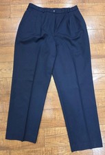 VTG Pendleton Pleated Pants Womens Size 18 Navy Blue Wool Office Career 32x30.5