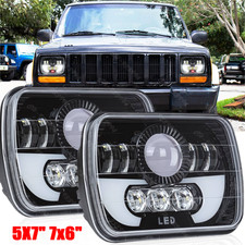 Pair For Jeep Cherokee Xj 1984-2001 5x7 7x6 Led Headlight Sealed Highlow Beam