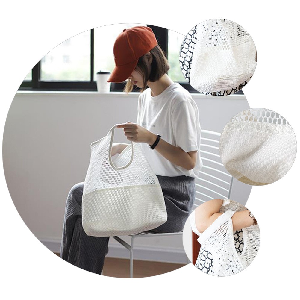 Bolsa de compras reutilizable de alta capacidad de diseño de malla de 1 pieza