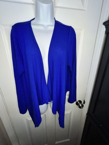 NWT Torrid Size 0 Large Open Drape Front Blue Long Sleeve Cardigan Sweater L 12