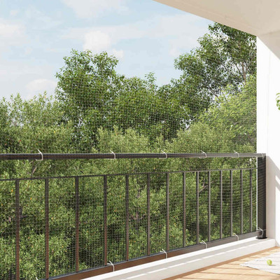 Katzennetz Transparent Nylon 4x3m Balkon Sicherheitsnetz Set mit Seilhaken Befestigungen.