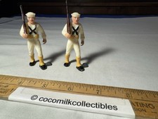 Lot 2 1950s Marx Plastic Figure Toy US Navy Warriors of World Series Sailors Gun