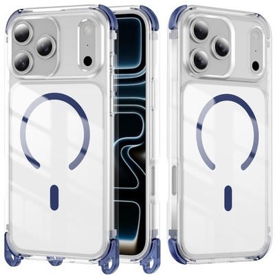For iPhone 17 Pro Max Air 17e 16 15 14 13 12 Mag Safe Clear PhoneCase W/ Lanyard