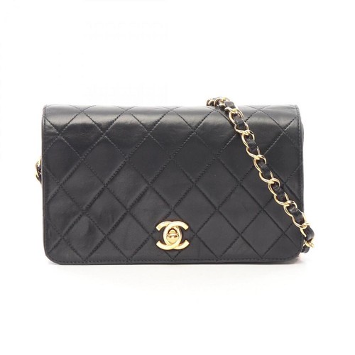 CHANEL Mini Matelasse Full Flap Turn Lock Shoulder Bag Lambskin (Sheep Leather)
