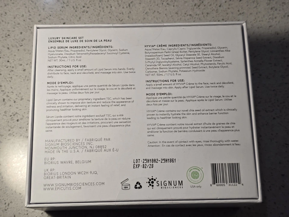 EPICUTIS Luxury Skincare Set Lipid Serum Hyvia Creme New Sealed 30ML / 50ML - Image 3 of 4