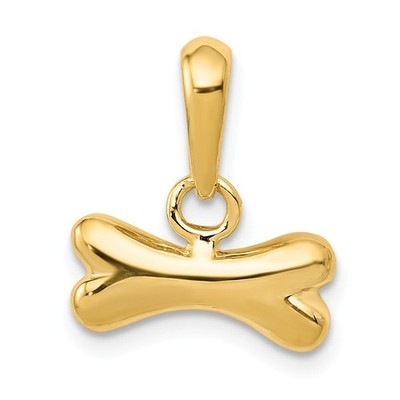 14K GELBGOLD POLIERT 3-DIMENSIONALER HUNDEKNOCHEN CHARM ANHÄNGER