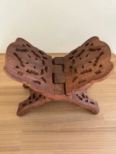 Vintage Wood Carved Folding Bible Book Stand Holder Display Leaves