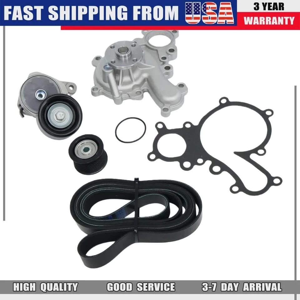 For Toyota Tundra Sequoia 5.7 Water Pump Drive Belt Tensioner Pulley Kit NEW Foto 4 de 4