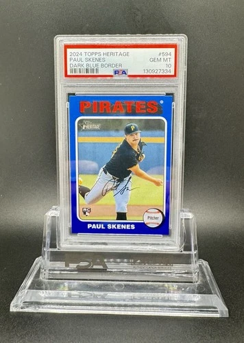 2024 Topps Heritage High Number Paul Skenes #594 Dark Blue Border (RC) PSA 10