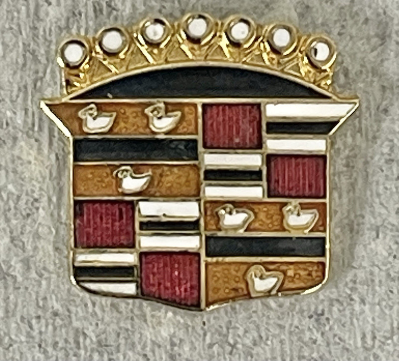 RARE Cadillac Gold Tone Enamel Crest Lapel Pin Red Black Collectible