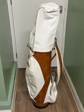 *Vintage Ping Golf Cart Bag -seltenes weißes & braunes Leder 4-Wege-Teiler*