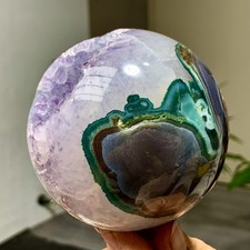 1.5LB Natural Uruguayan Amethyst agate Quartz crystal open smile ball therapy