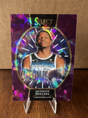 2024-25 Panini Select - Neon Icons Anthony Edwards #19 Purple Cracked Ice /75