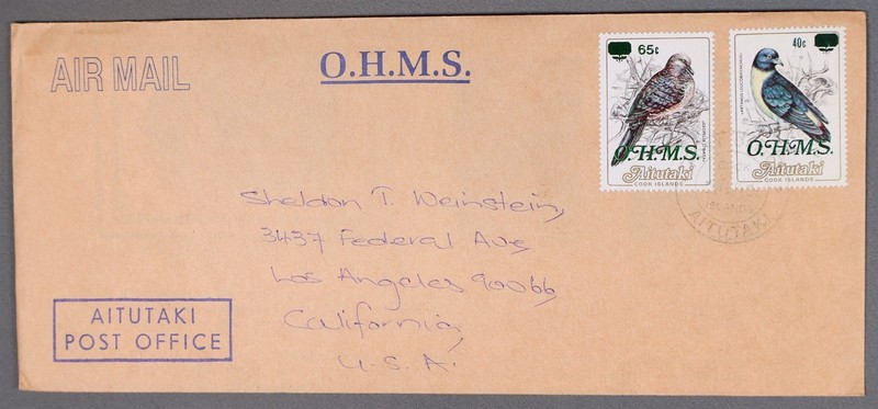 Mayfairstamps Aitutaki 1970s Official Birds to California cover cca_11739