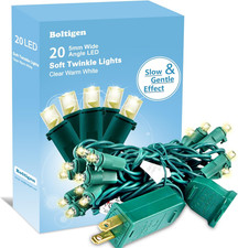 Soft Twinkle Christmas Lights, 20 LED Clear Warm White Mini String Lights, 5Mm W