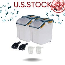 2-Pack 25lb Airtight Flour Storage Container w/ Wheels Blue