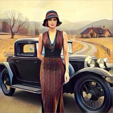 Original Art ACEO “Roaring 20s” VINTAGE ART DECO FASHION VOGUE 2.5x3.5