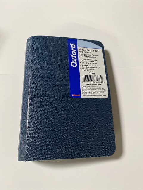 Index Card Binder With Dividers Blue Poly Oxford 50 3x5 Cards ESSELTE 