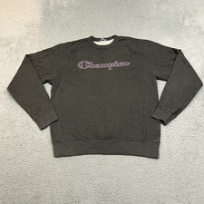 Champion Sweatshirt Mens Medium Gray Pullover Crew Neck Spell Out Logo Adult