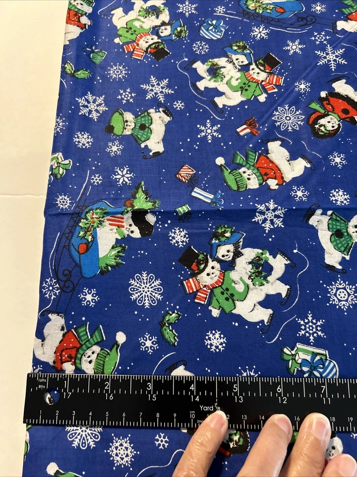 Пружины из ткани ретро синие рождественские для снеговика коньков саней 3 ярда x 45 дюймов - Изображение 3 из 3