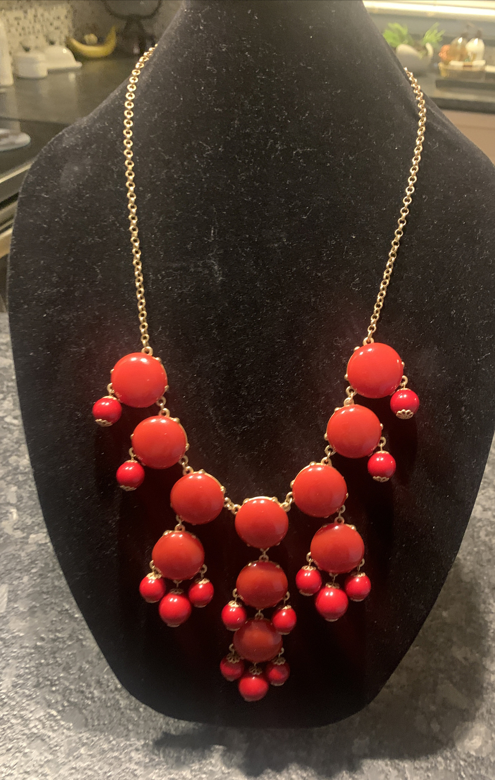 Festive Red Beaded Bubble Bib Statement Necklace … - image 6