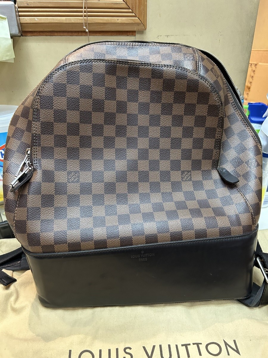 louis vuitton backpack mens used Louis Vuitton Damier Ebene Jack Brown Leather Men’s Backpack