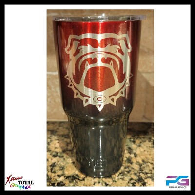 Georgia Bulldog Yeti Powder Coated Laser Engraved Stainless Steel  Tumbler