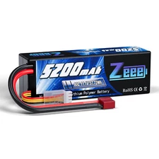 Zeee 3S Lipo Battery 5200mAh 11.1V 80C T Plug Hardcase for RC Car Truck Boat