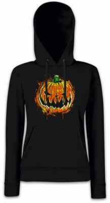 Pumpkin Head Damen Hoodie Sweatshirt Halloween Nightmare Witch Black Magic