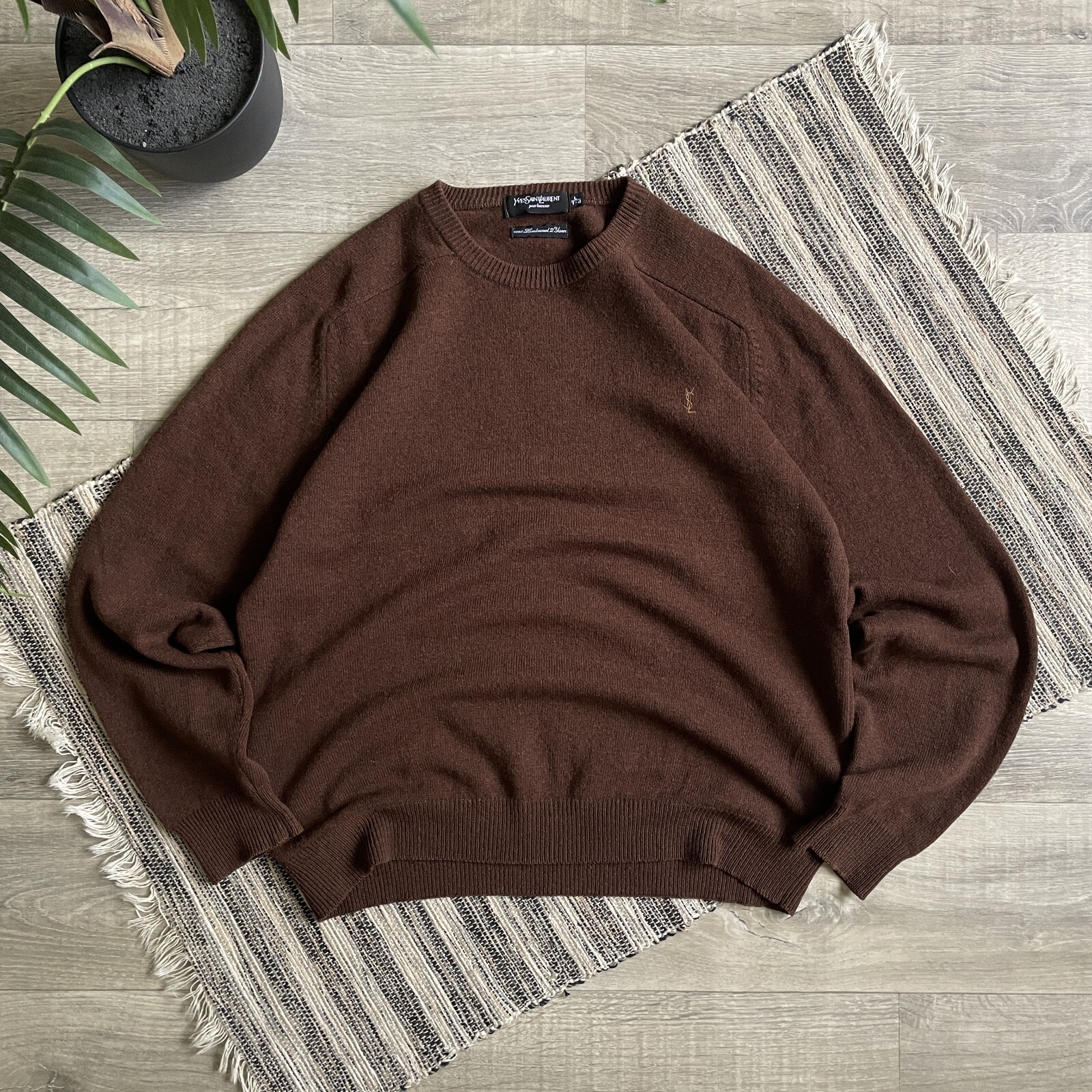 Maglione Yves Saint Laurent marrone lana lana lana di agnello L uomo