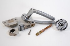 ViBE IOS Push Button Privacy Door Handle and Latch Set - Round or Tubular Latch