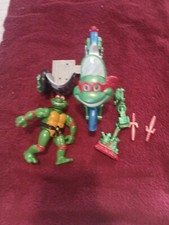 TMNT Toon Turtles RAPH w/ CYCLE Vintage Ninja Turtles Playmates NEAR COMPLETE 