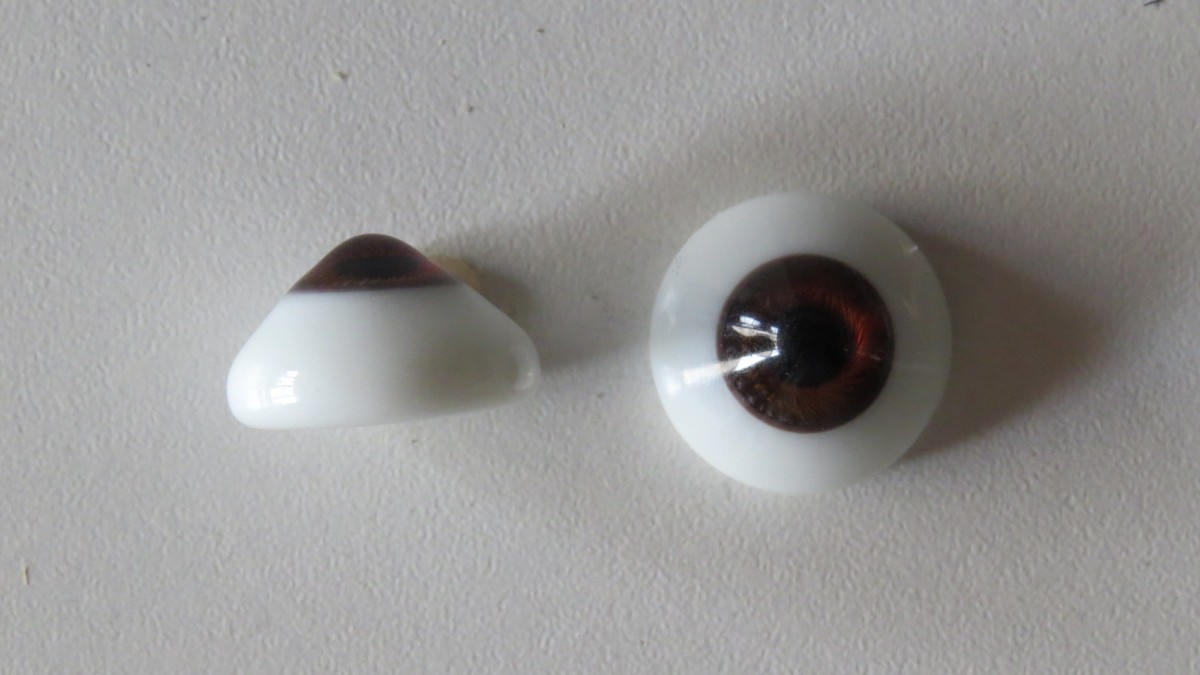 Yeux sulfure poupée ancienne marron 20mm brown paper weight