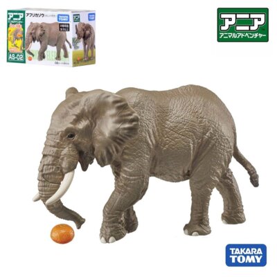 Takara Tomy ANIA Tier AS-02 Afrikanischer Elefant (mit Orange) Mini-Actionfigur