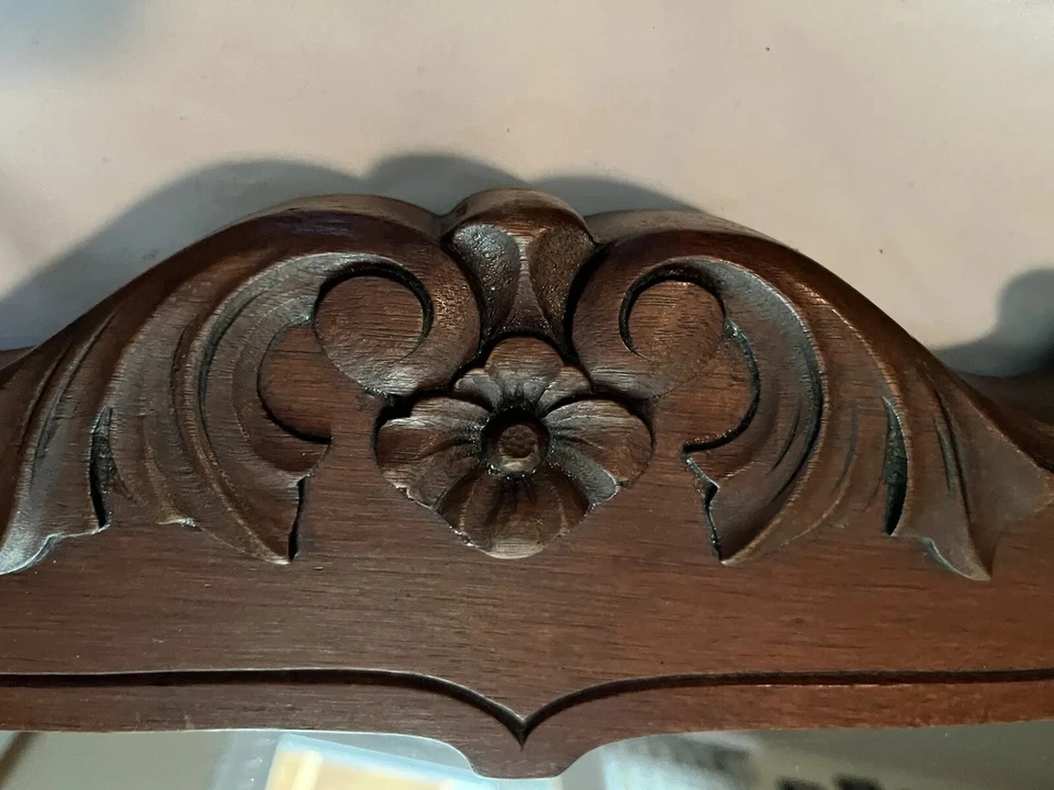 Beautiful Queen Anne Dresser Mirror Converted To Wall Mirror - Image 4 of 4