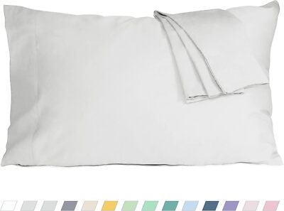 Standard Queen Size Cotton Percale Pillow Cases Set of 2 Pre-Shrunk Breathable