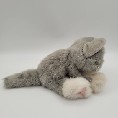 Vintage Kitty Kitty Kittens Purring Cat Plush Kitten Grey Stripes