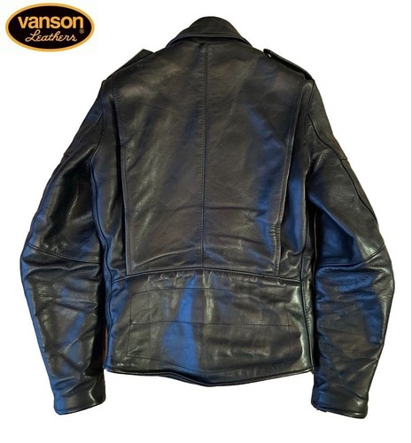 Seltene VANSON Double Rider Jacke schwarz Vintage R&R Modell Herren Gr. 34 aus Japan - Bild 2 von 11