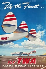 1950s Fly The Finest - Fly TWA Vintage Style Travel Poster - 24x36