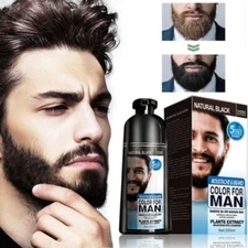 Men Black Beard Simple Hair Dye Color Shampoo Permanent Darkening Hair Coloring