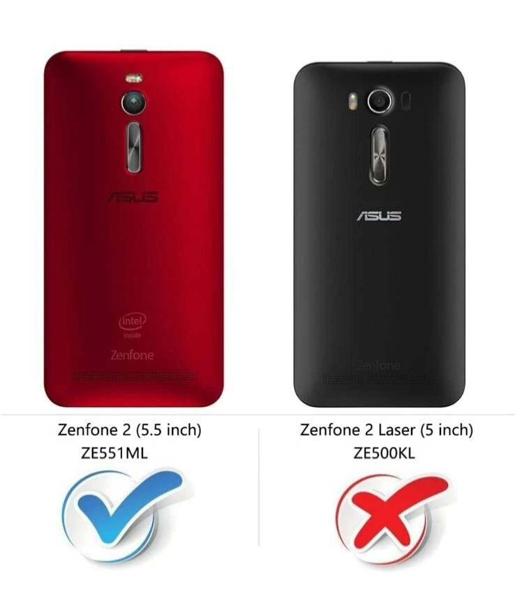 custodia asus zenfone 2 cover rosso blu pelle porta tessere - Immagine 4 di 4