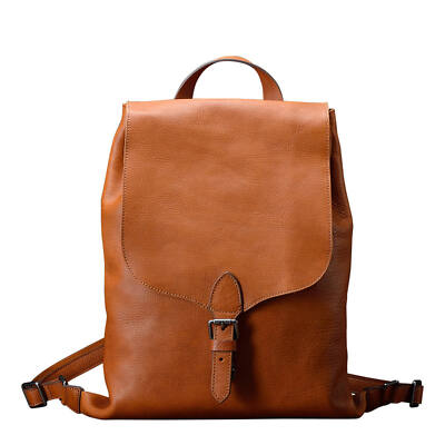 Erivis Brown Women's Genuine Leather Backpack Top Handle Shoulder Strap