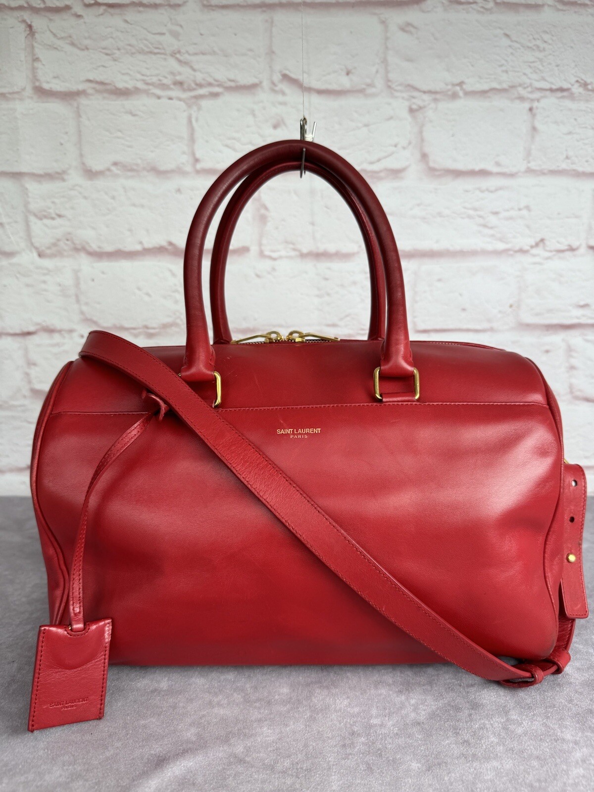 Saint Laurent borsone grande in pelle rossa